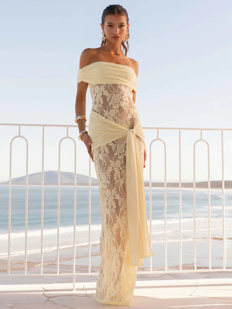 שמלת מקסי תחרה דגם נועם