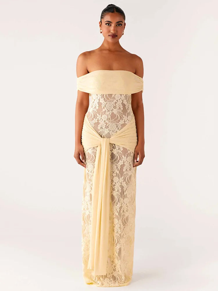 שמלת מקסי תחרה דגם נועם